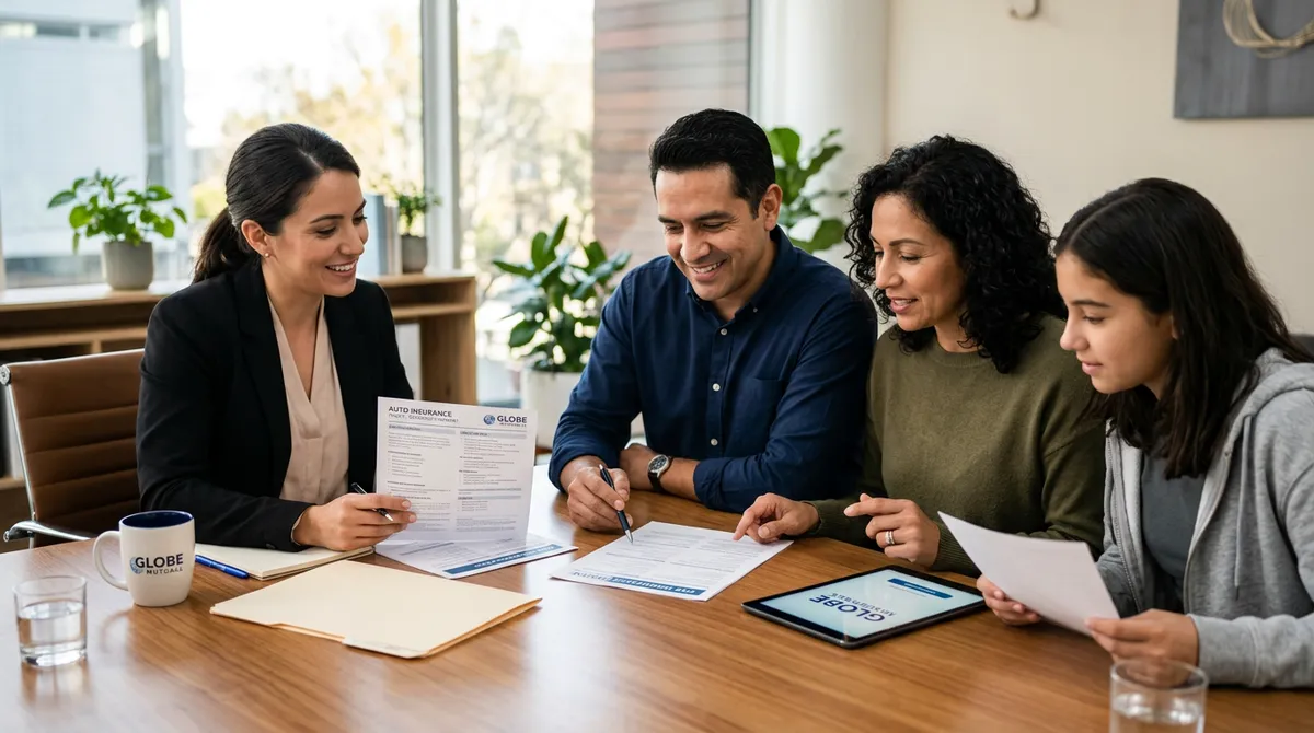 Изучение страховых документов за столом